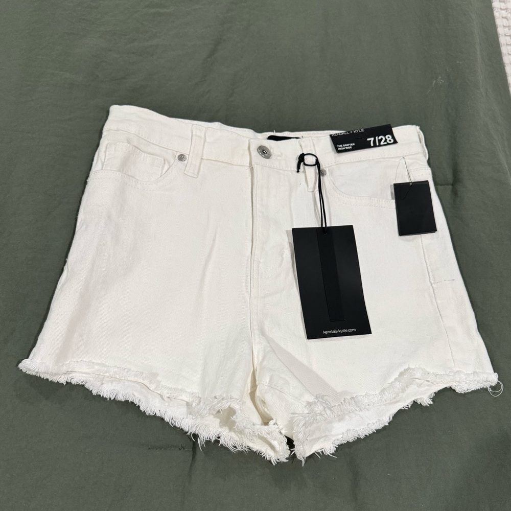 Kendall & Kylie Drifter High-rise White Cutoff Shorts